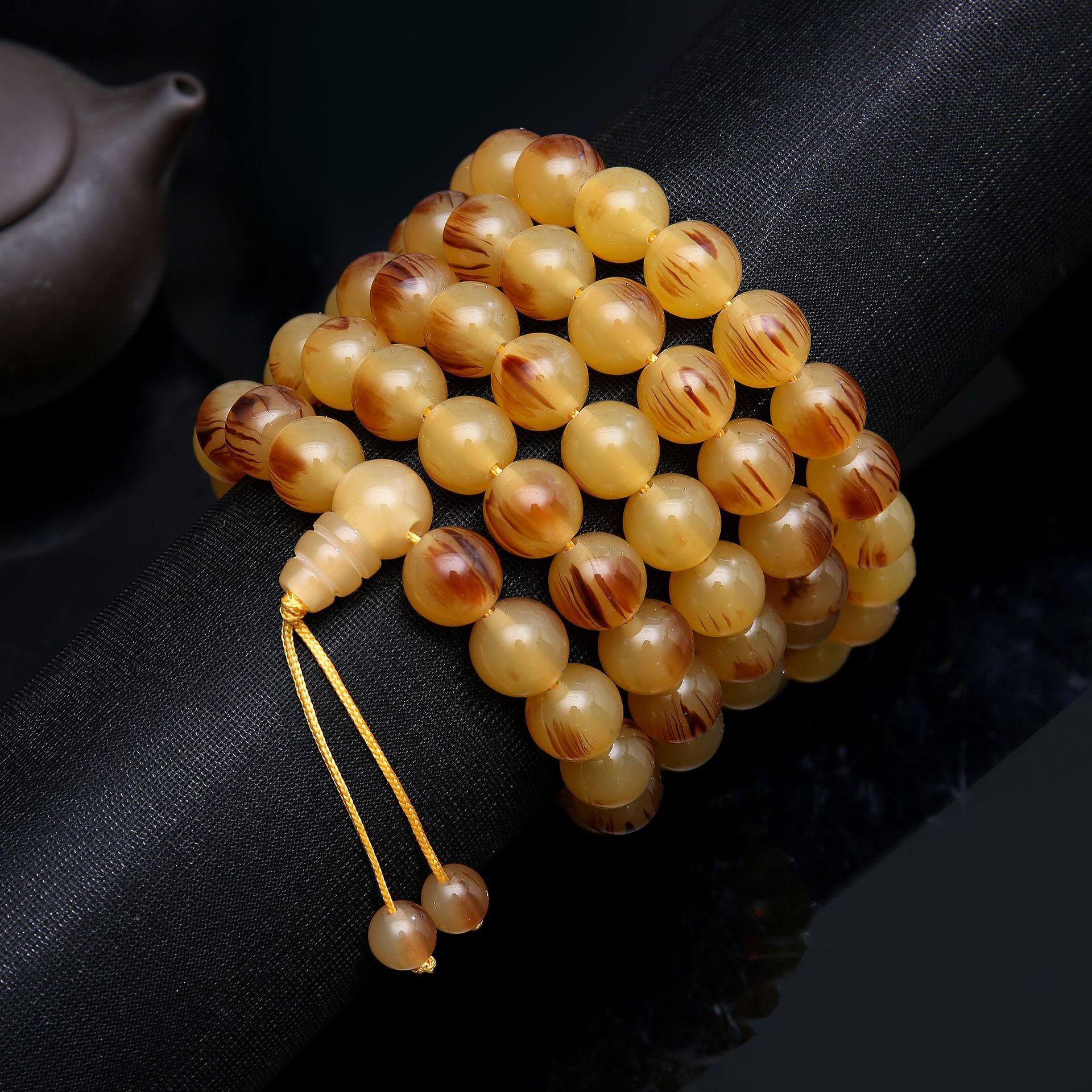 直播货源仿羚羊角108颗佛珠手链大灵隐寺佛教用品摆地摊一件代发