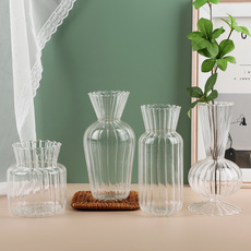 ins风玻璃花瓶大号透明水培鲜花客厅干花插花容器装饰品摆件批发