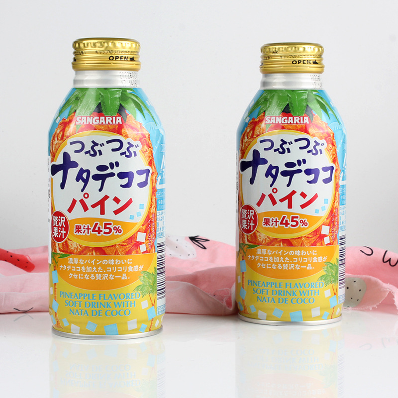 日本进口三佳利菠萝果汁椰果果肉水果粒饮料380ml休闲零食-阿里巴巴