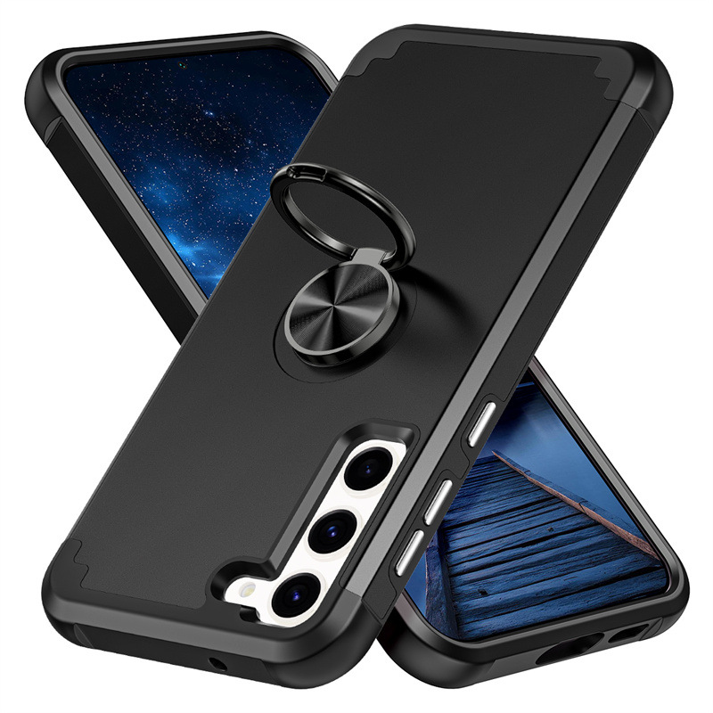 适用三星s21 s23 s22硅胶pc指环支架防摔手机壳s24 ultra保护壳