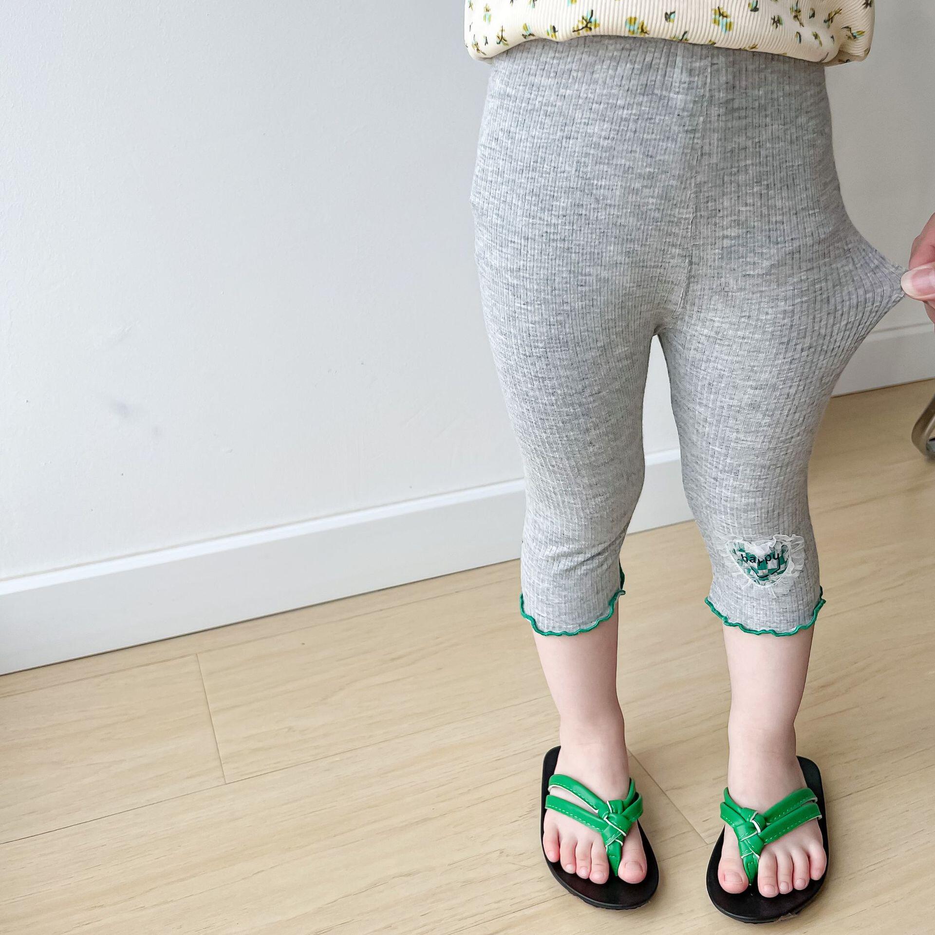 女童打底裤夏季薄款2022新款宝宝网红儿童棉软外穿弹力七分裤子潮