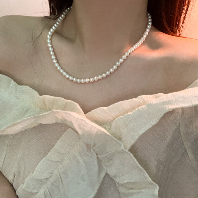 Shijia Light Luxury Minority Pearl Necklace Ornament Women's All-Matching Graceful High-Grade Non-Fading Vintage Clavicle Chain Wholesale