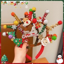 圣诞节儿童可爱发箍彩色扭扭棒搞怪发光头箍麋鹿雪花圣诞老人头箍