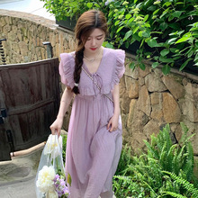 4茶歇法式桔梗紫色连衣裙子女夏季泰式海边度假沙滩长裙仙女裙