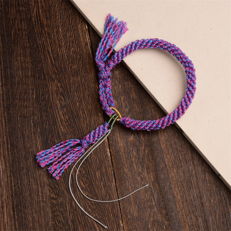 2022 TikTok Hot Thangka Rope Hand-Woven Cycle Knot Carrying Strap Semi-Finished Products All-Matching Braided Rope Bracelet Women