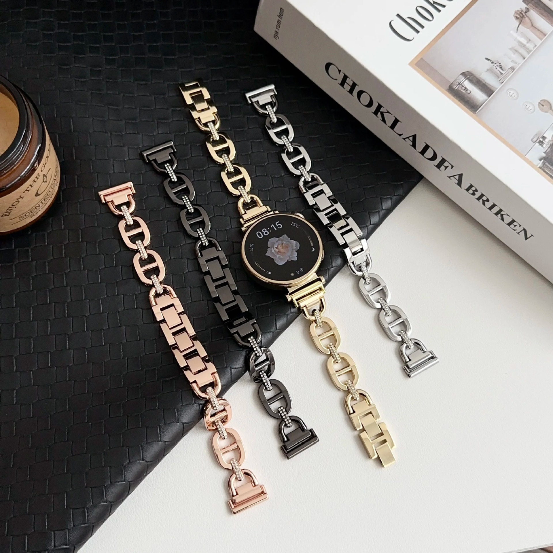 适用于华为gt4表带gt3女表链watch4pro金属日字钻gt2荣耀20/22mm