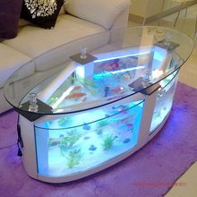 椭圆形茶几鱼缸客厅生态水族箱玻璃大型中型桌面创意免换水乌龟缸