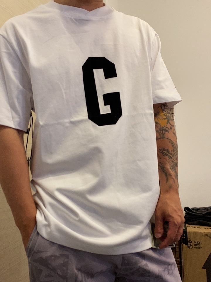 fear of god第七季7th主线大g字母植绒印花男女潮高街fog短袖t恤