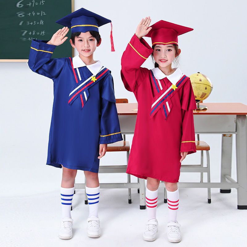 儿童博士服幼儿园学士服拍照大班小学生毕业照演出礼服六一毕业服