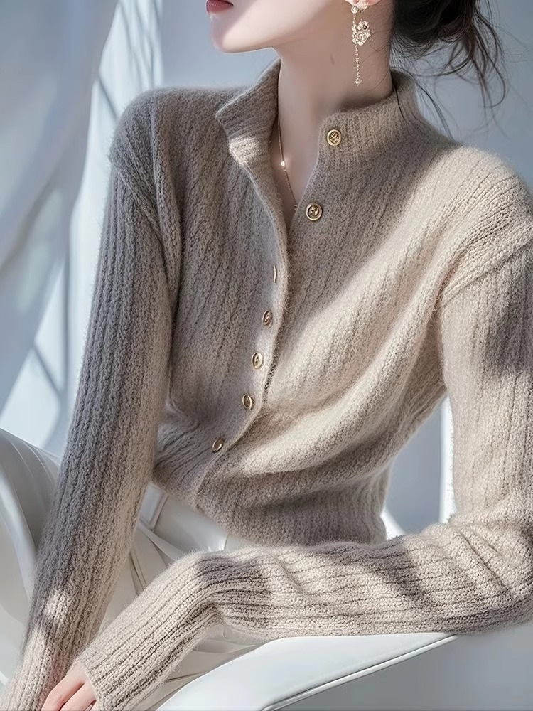 2025 spring and autumn new fashion temperament youthful-looking thickened sweater flab hiding all-matching slimming thickened coat sweater women