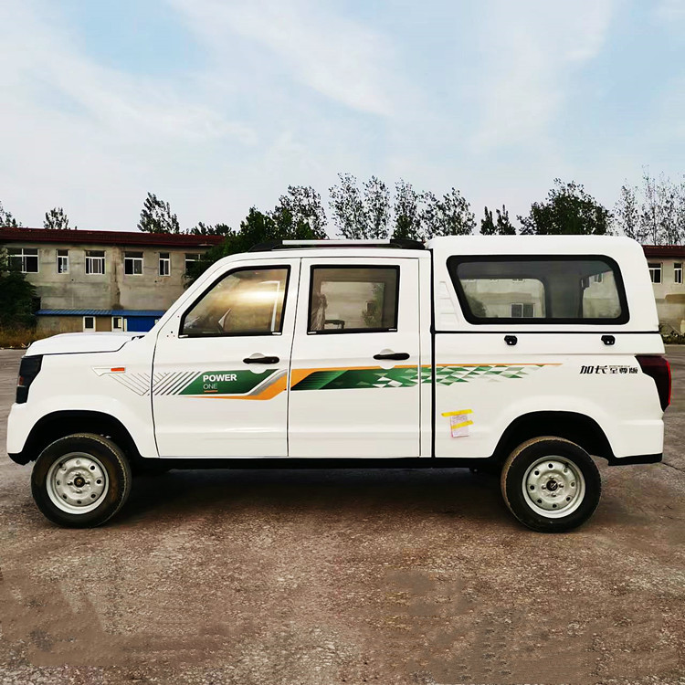 山区大功率四人座成人加长版双排皮卡 家用四轮电动车 封闭斗货车