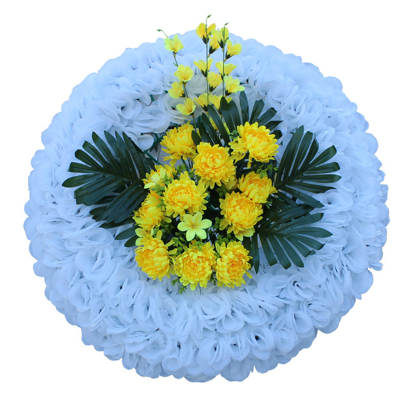 仿真花玫瑰花圈绢花扫墓花殡仪馆装饰花白事花祭祀花假花厂家批发
