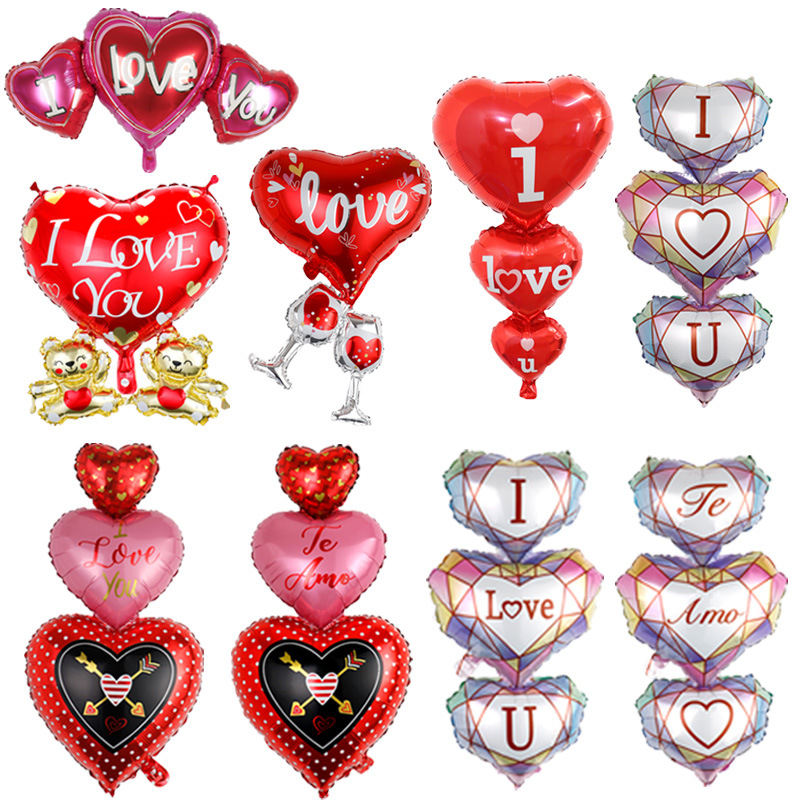 0成交100套跨境 16寸玫瑰金字母 爱心印花抱抱熊铝膜气球生日场景布置