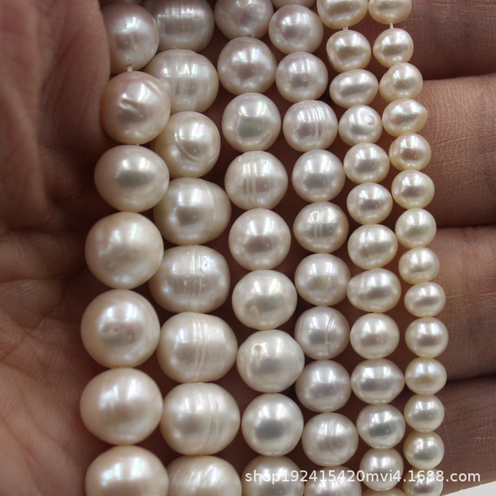 4-12mm冲头微瑕近圆aa白色淡水珍珠圆珠散珠diy饰品手链项链配件