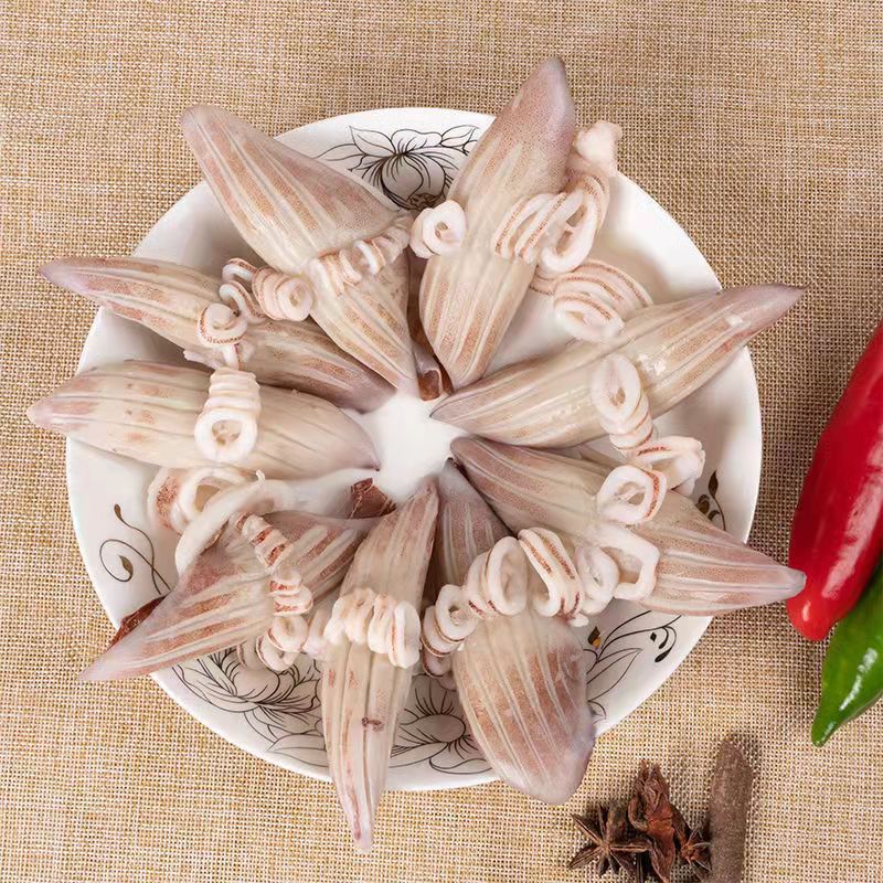 新鲜冷冻鱿鱼牛角花耳花耳尖鱿鱼卷网红海鲜水产火锅烧烤商用食材