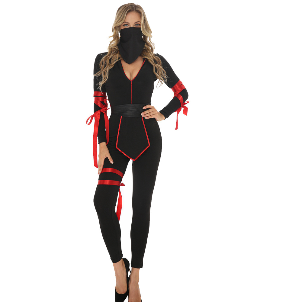 日本武士道忍者角色扮演蒙面女战士忍者游戏服连体装万圣节演出服