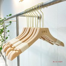 服装店实木衣架棉绳植绒防滑木质男女装店衣服挂撑子裤夹批发