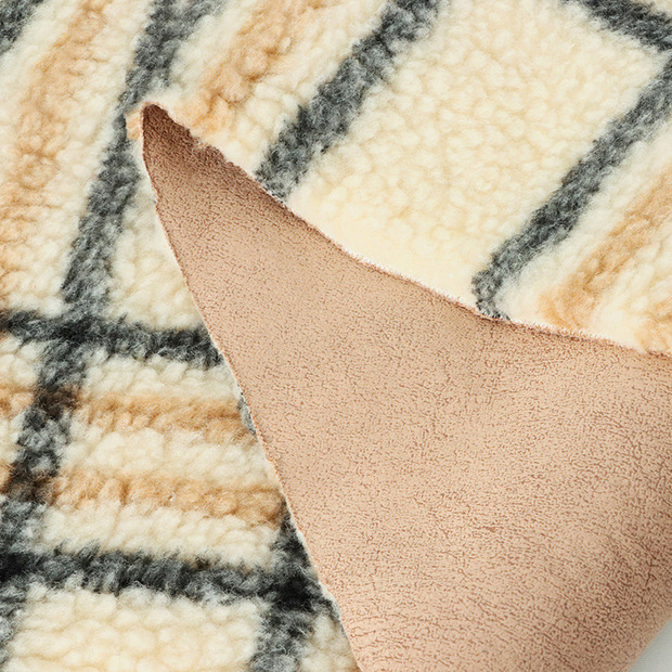 加工 印花颗粒绒布面料 表层全羊毛可复合面料 羊羔绒羊剪毛面料