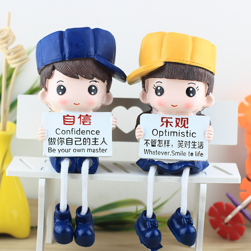 Incentive Self Resin Hanging Feet Doll Couple Ornament Children's Room Study and Bedroom Living Room Decoration Gifts for Classmates Gift