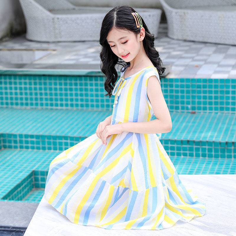 女童连衣裙夏天超洋气10岁棉质11小学生12大童13儿童无袖背心裙潮