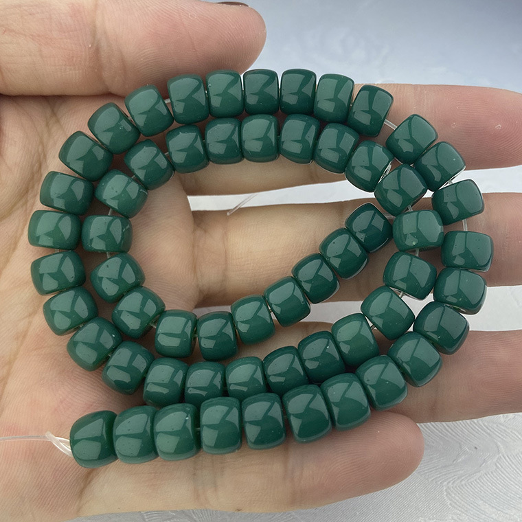 Factory Wholesale Colored Glaze Xueba Green Cut Surface Barrel Beads Scattered Beads Ornament DIY Handmade Accessories Semi-Finished Products Buddha Beads String