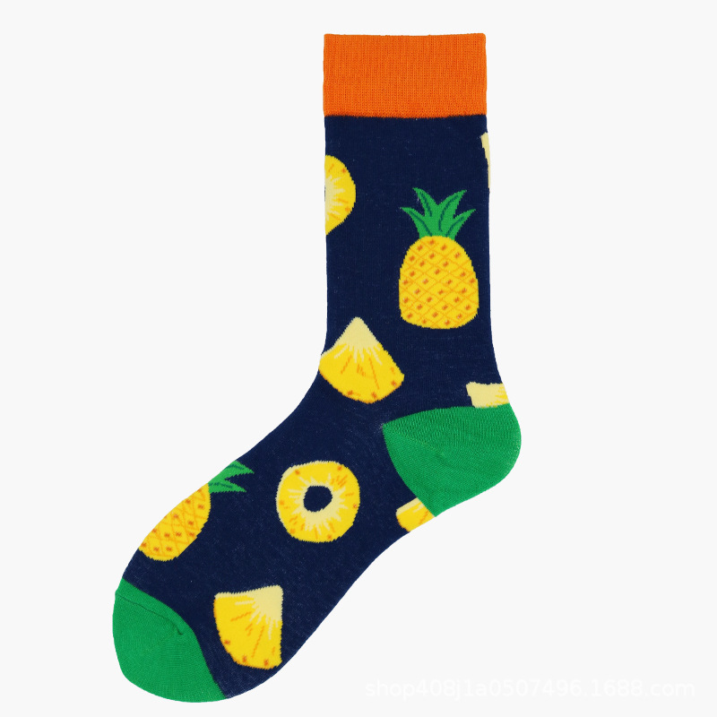 Cross-Border Foreign Trade Spaceship Ocean Animal Fruit Happy Men's and Women's Mid-Calf Socks Skate Socks Factory Wholesale