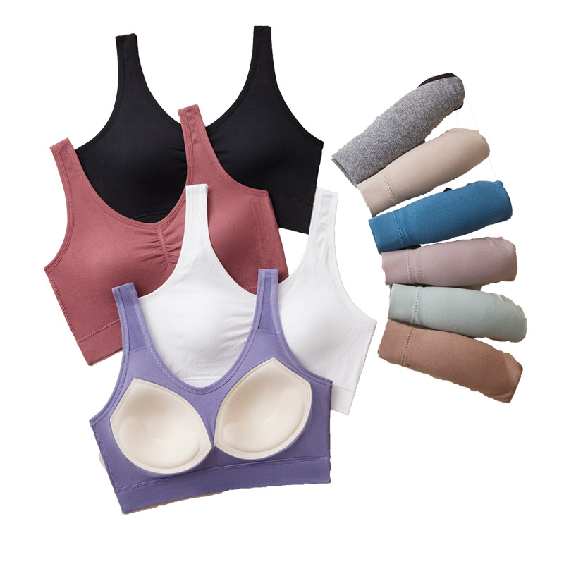 Sports Back Shaping Bra Women's Latex Fixed Cup Underwear Small Chest Tube Top plus Size Vest Breathable Girl Tube Top