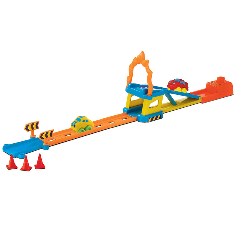 跨境外贸儿童过山车玩具手动按扭发射冲关玩具跳跃交通指示牌配件