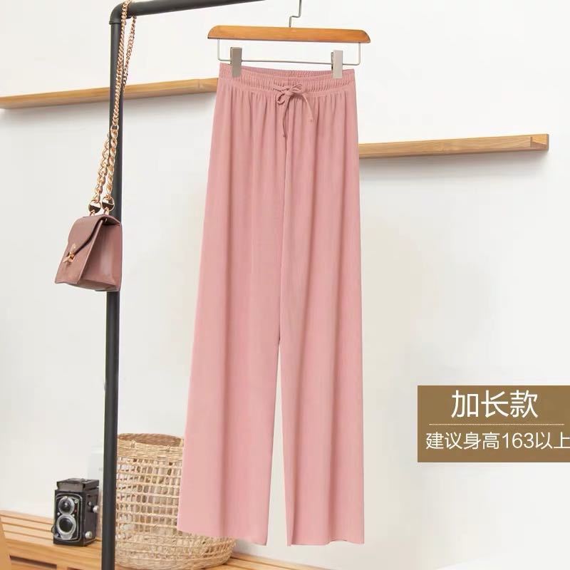 Ice Silk Wide-Leg Pants Women's Summer Thin High Waist Loose Drooping Slimming and Straight Casual Pants for Women Mop Trousers Spring Women Clothes