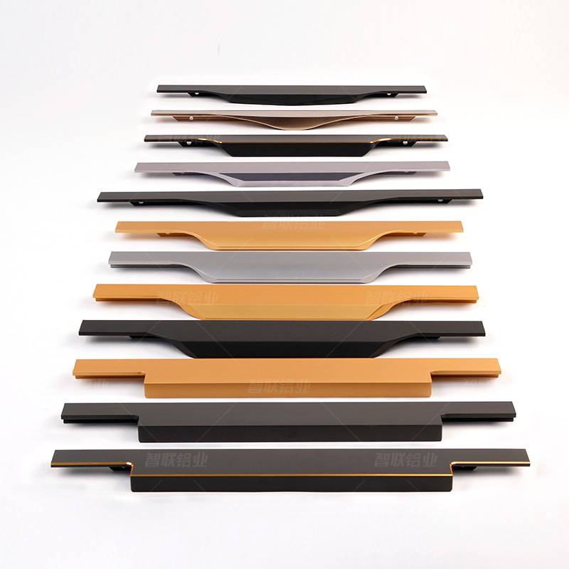 拇指款隐形拉手封边卡板拉手内嵌免开槽铝合金衣柜橱柜门把手现货