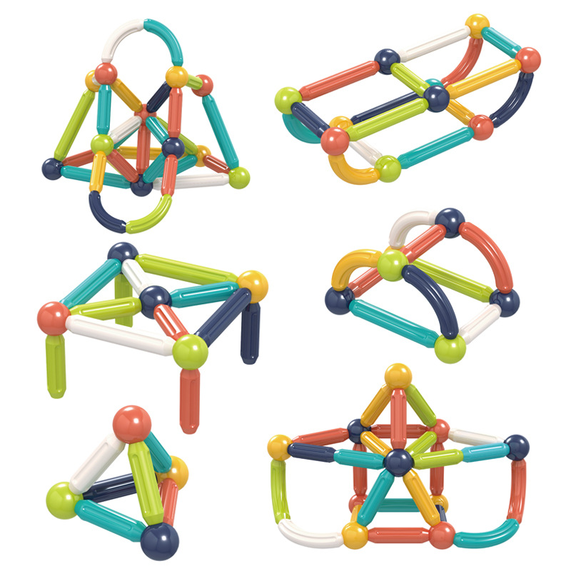 6027 48pcs早教磁力棒 儿童diy百变拼装创意搭建彩色磁性积木玩具
