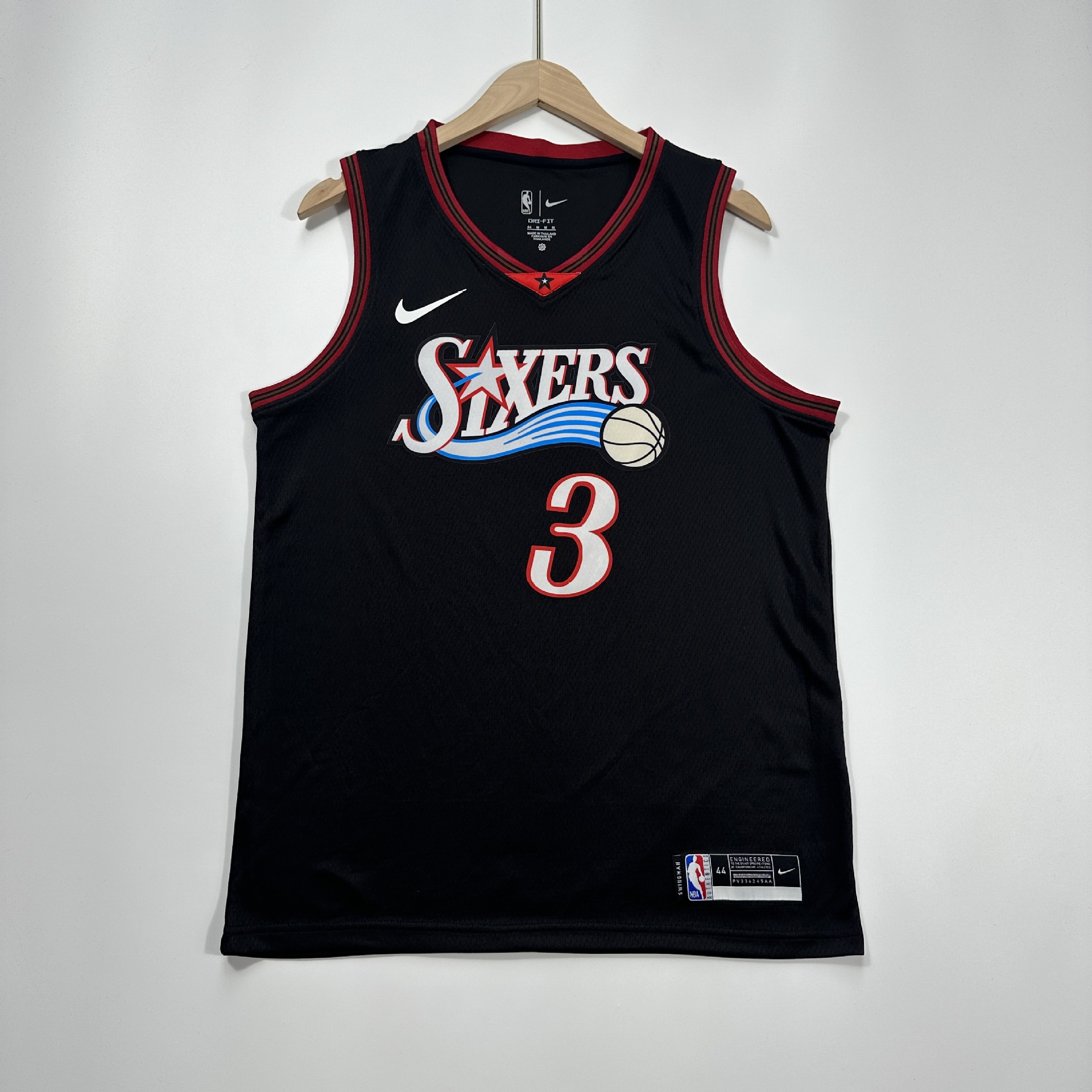 76人 复古白色黑色1号哈登3号艾弗森21号恩比德25号西蒙斯nba球衣