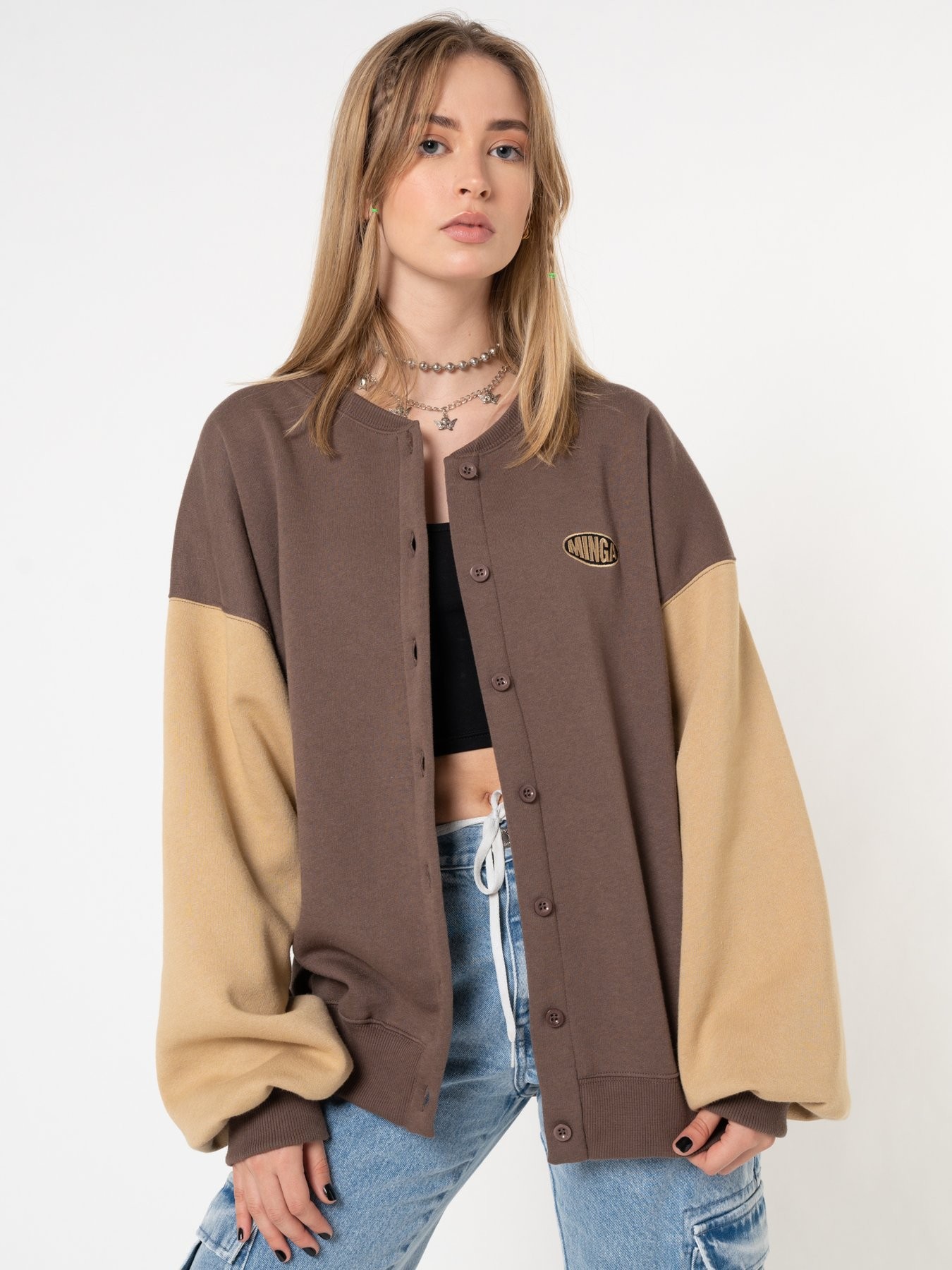 原单高品质minga london 拼色休闲宽松夹克棒球服加绒情侣外套