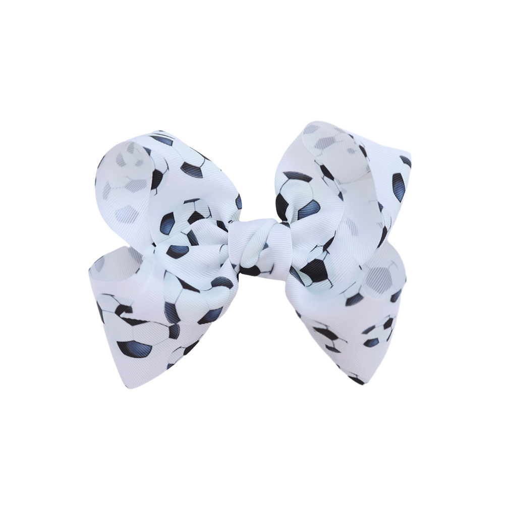 European and American Amazon New Sports Theme Barrettes Girls' Football Print Bow Edge Clip Rugby Hair Accessories