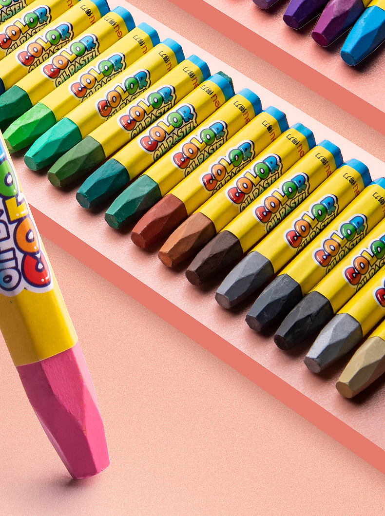 得力油画棒24色儿童幼儿园用小学生不脏手炫彩蜡笔可水洗彩色笔