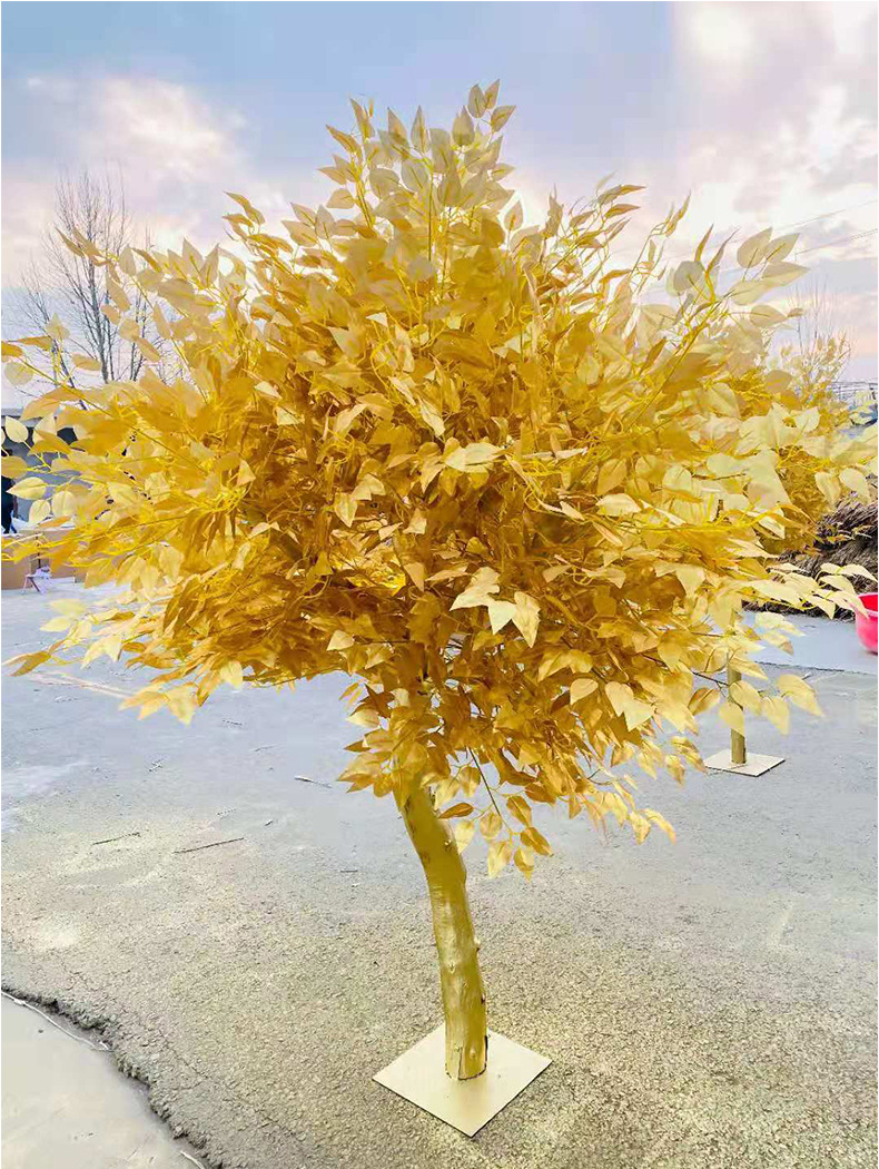 仿真金色金榕树摇钱树许愿树大型假树发财树新年祈福红包树金钱树