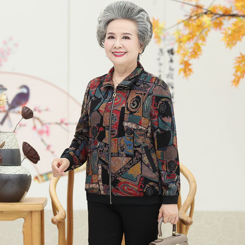 中老年人春季女夹克开衫60岁70老人妈妈短款上衣服装奶奶春秋外套