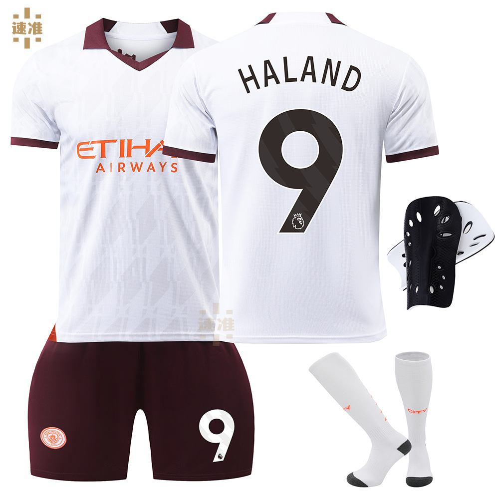 23-24曼城客场球衣 曼彻斯特城足球服 夏季新款大人儿童运动服