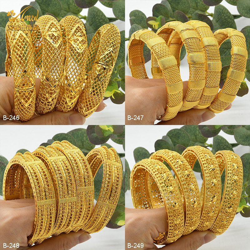 24K Dubai Alluvial Gold Bracelet Ornament Gold Bracelet Indian Bride Wedding Alluvial Gold Bracelet Gift in Stock Wholesale