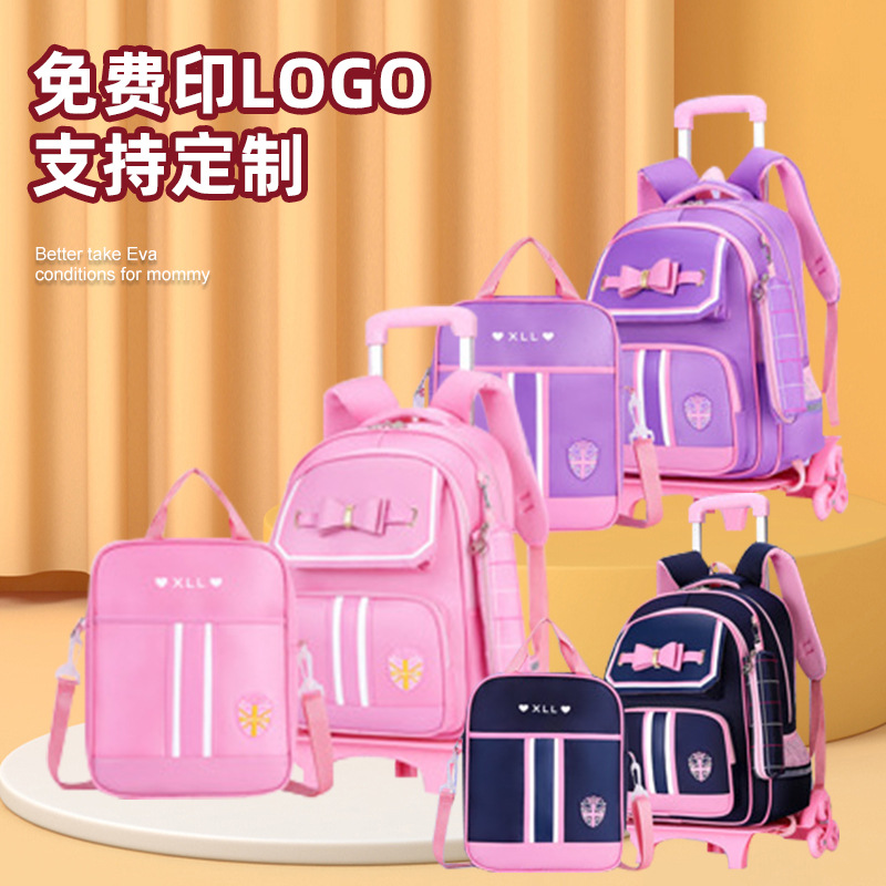 Trolley Schoolbag Primary School Student Schoolbag Children's Schoolbag 6-12 Years Old Girl Six-Wheel Climbing Children's Backpack