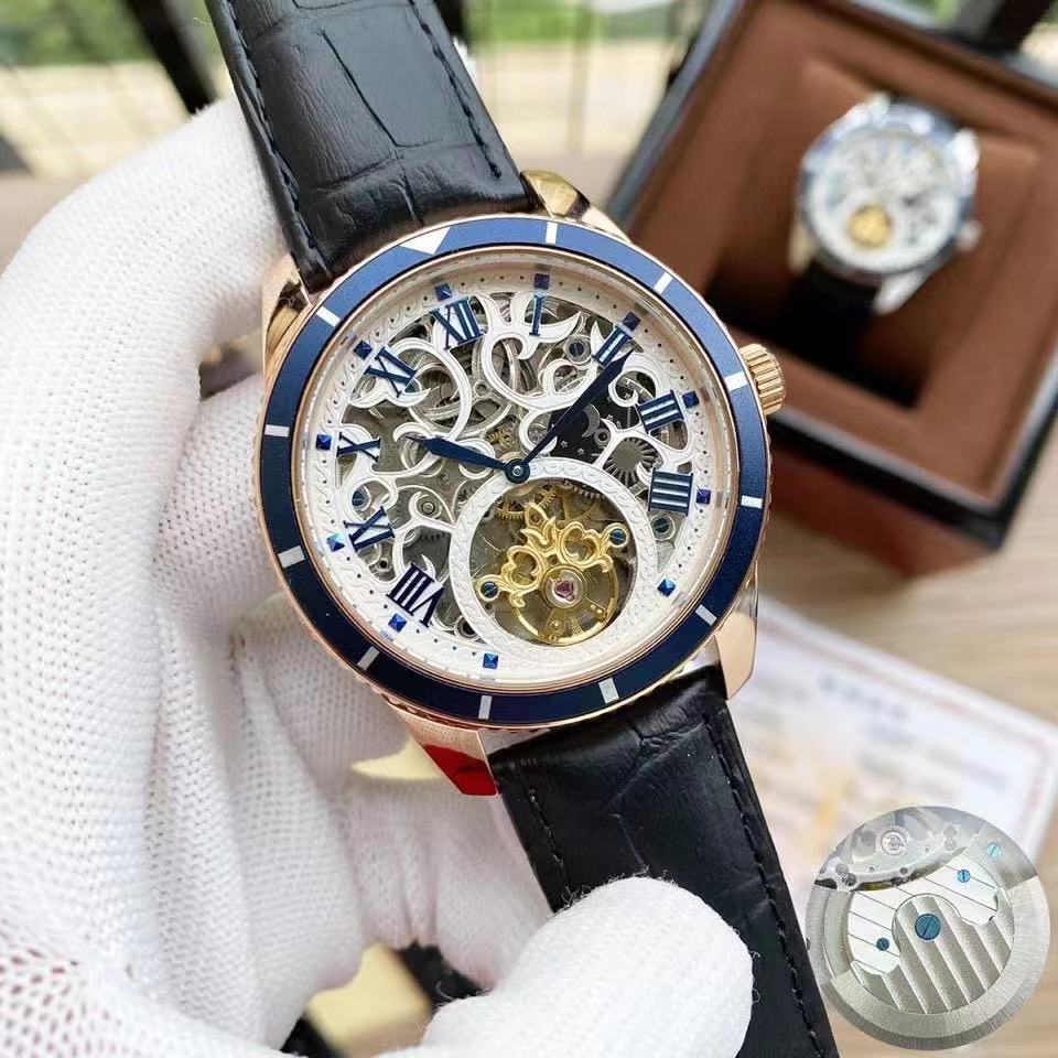 男士手表指针机械透底针扣休闲螺旋表冠男生机械表