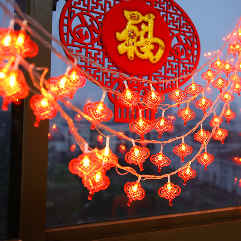 新年装饰灯家用春节彩灯闪串串灯中国结小灯笼挂件过年室内布置