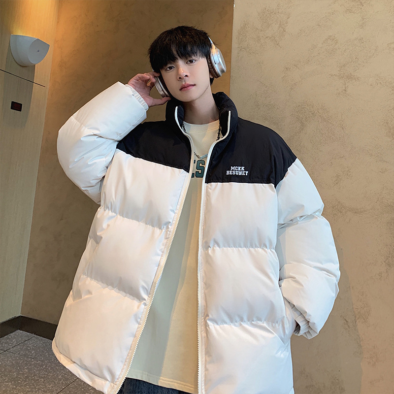 Cotton-Padded Jacket Men's Winter Clothing New Trendy Brand Bread Jacket Boys Winter Cotton-Padded Coat Thick Loose Cotton-Padded Jacket Student Wear Trend