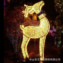 圣诞美陈装饰灯梅花鹿灯麋鹿户外防雨铁艺景观道具文旅灯展造型灯