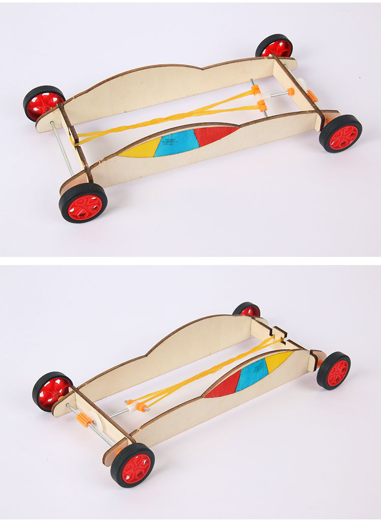 橡皮筋回力小车科技小制作小学生diy手工科学智能实验玩具小发明