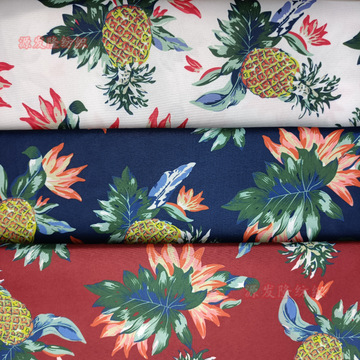 平纹桃皮绒印花布料宠物服饰沙滩裤印花布夏威夷印花涤纶数码印花