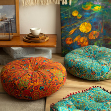 亚马逊棉麻布艺地板坐垫蒲团榻榻米垫子大号圆形坐垫加厚方形椅垫