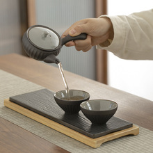 日式和风铁锈釉功夫茶具单品茶道简约侧把壶茶杯茶盘茶壶品茗杯