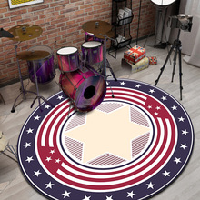 跨境批发3D印花圆形架子鼓爵士鼓鼓毯打击乐器地垫钢琴电子琴地毯