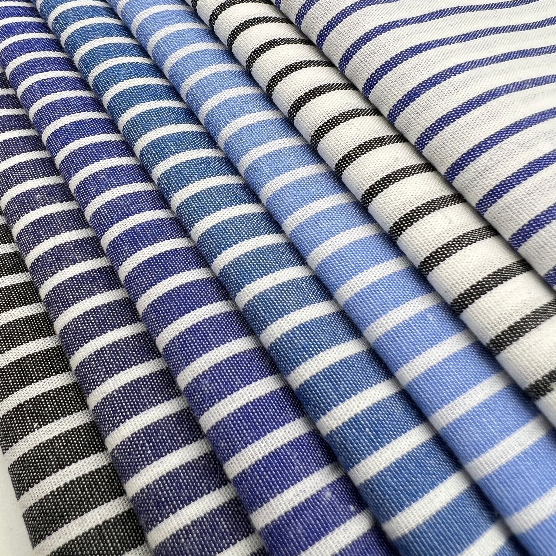 全棉反比例条纹色织布匹面料连衣裙衬衫服装纯棉梭织布料厂家批发